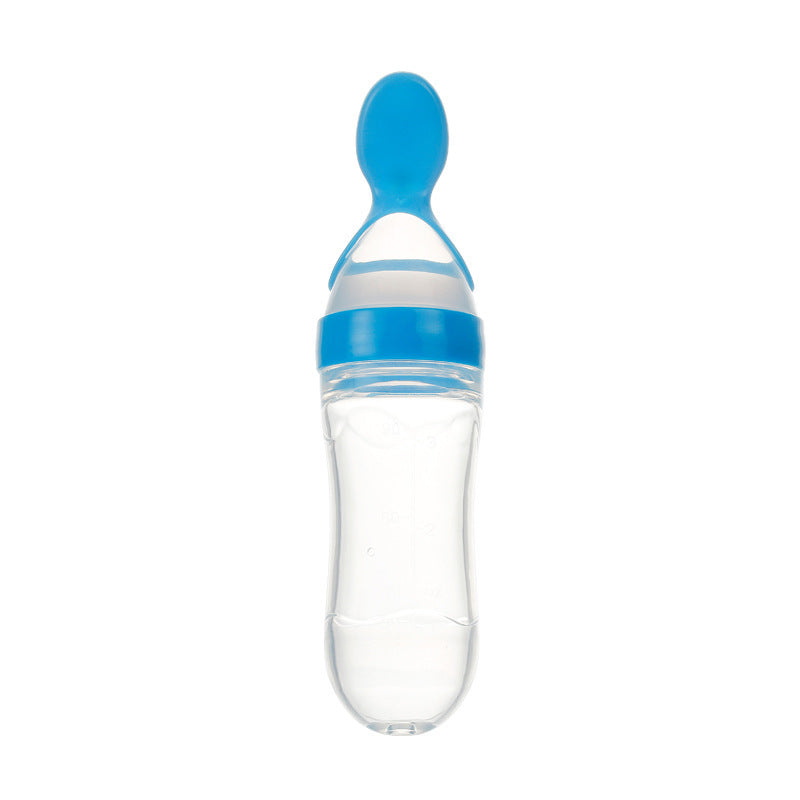 Safe Silicone Squeeze Baby Feeding Bottle with Spoon – Perfect for Newborns & Toddlers