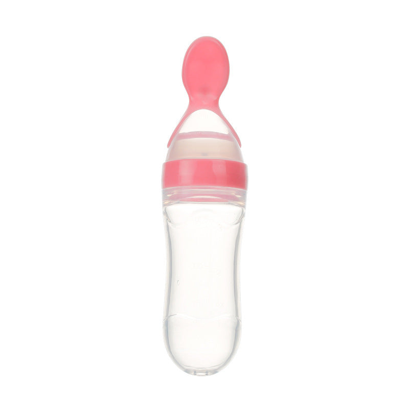 Safe Silicone Squeeze Baby Feeding Bottle with Spoon – Perfect for Newborns & Toddlers