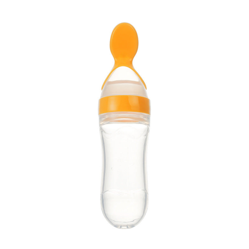 Safe Silicone Squeeze Baby Feeding Bottle with Spoon – Perfect for Newborns & Toddlers