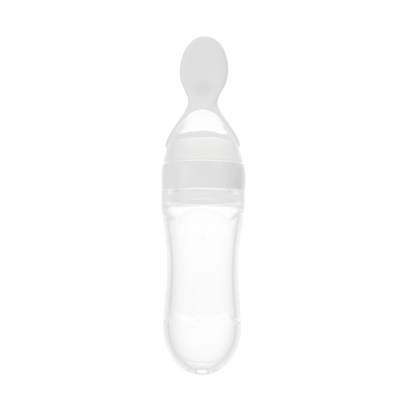 Safe Silicone Squeeze Baby Feeding Bottle with Spoon – Perfect for Newborns & Toddlers